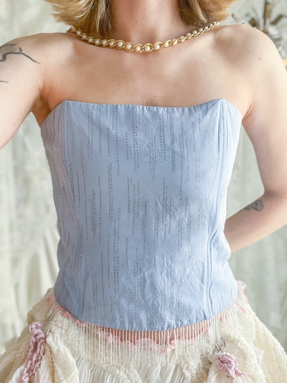 Vintage Jessica McClintock Gunne Sax Millennium 2000 Rhinestone Corset Top